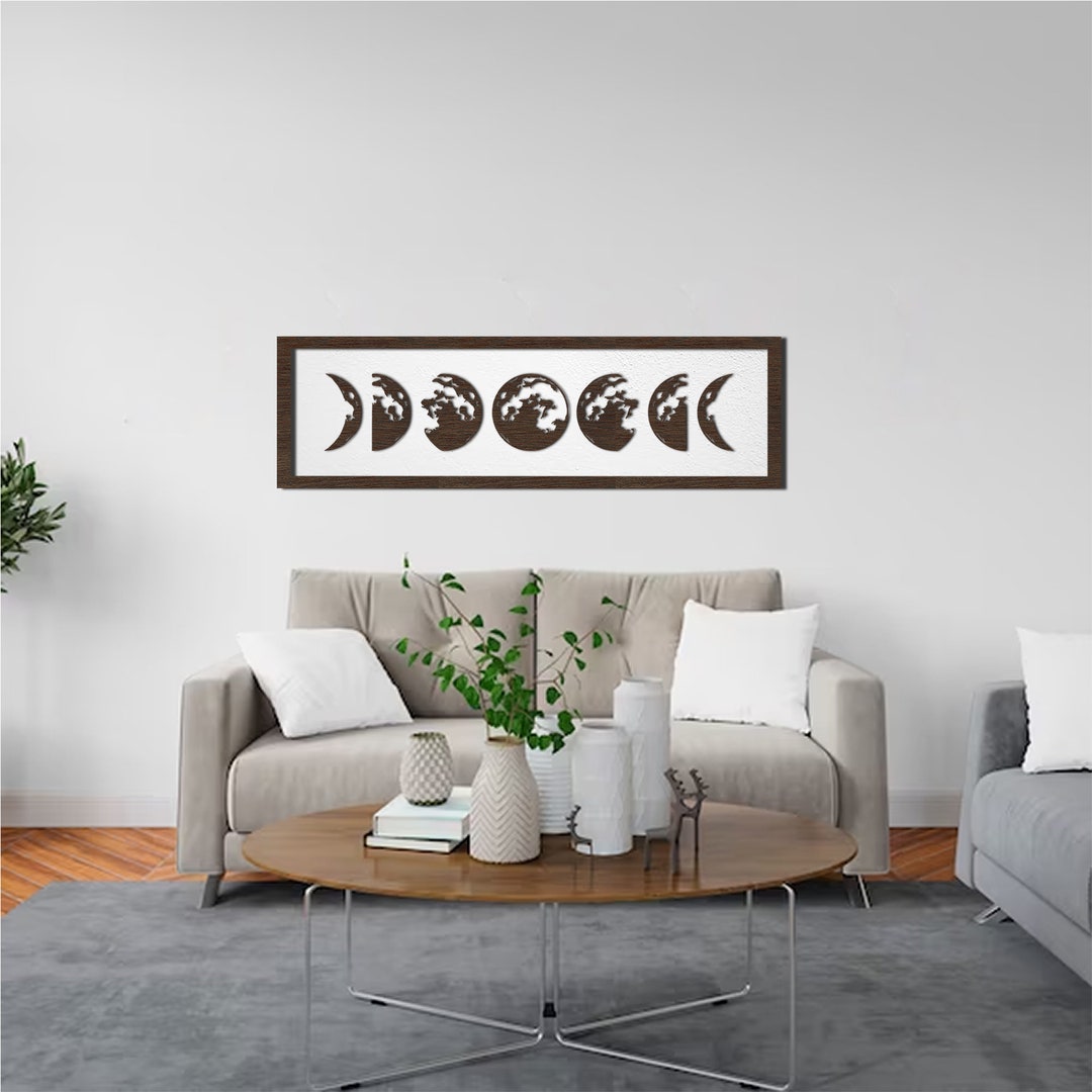 Wooden Moon Phases Wall Art: Cosmic Home Decor Plaque - Etsy
