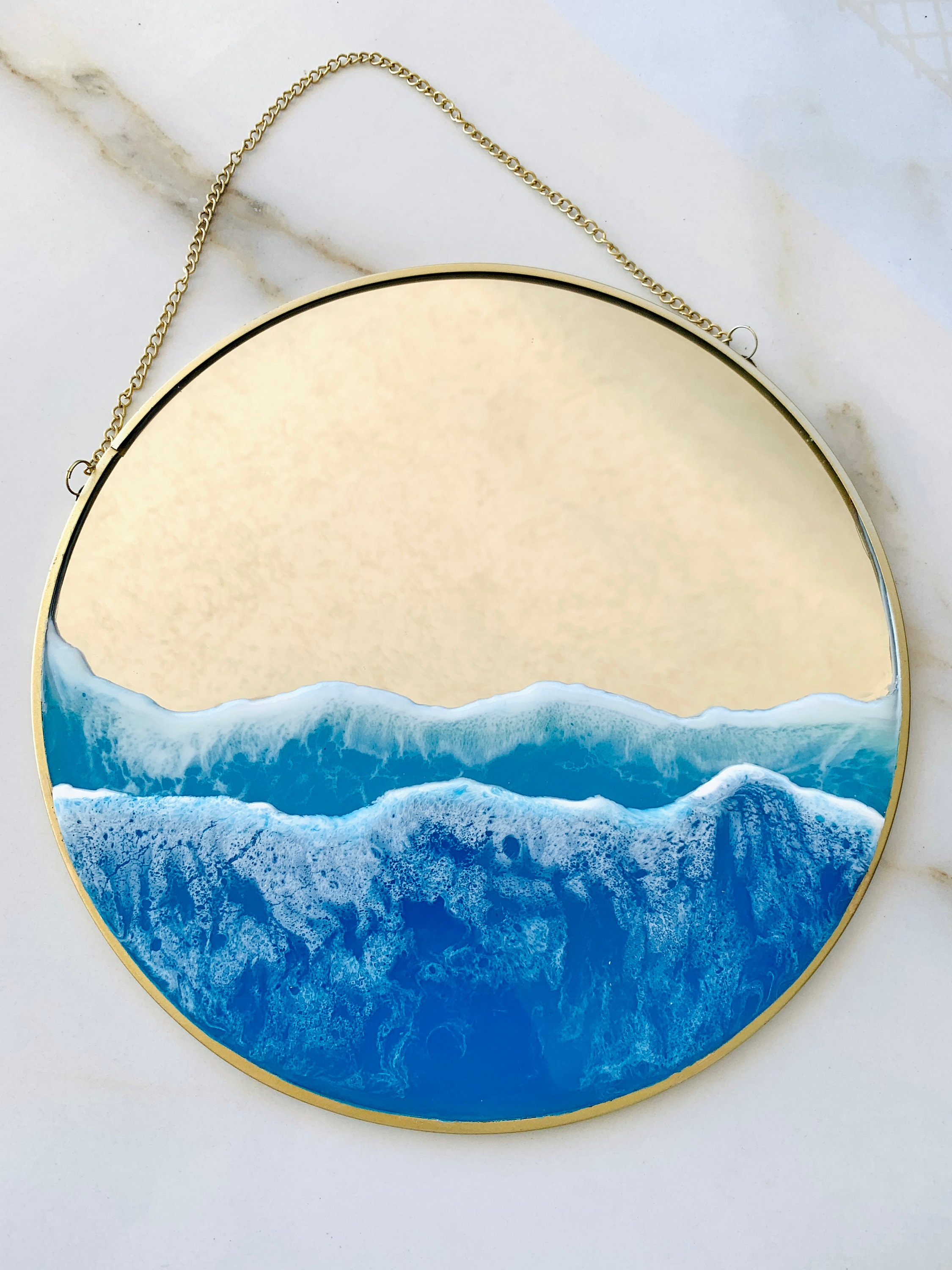 Resin Ocean Mirror Wall Art, Resin Ocean Hanging Mirror