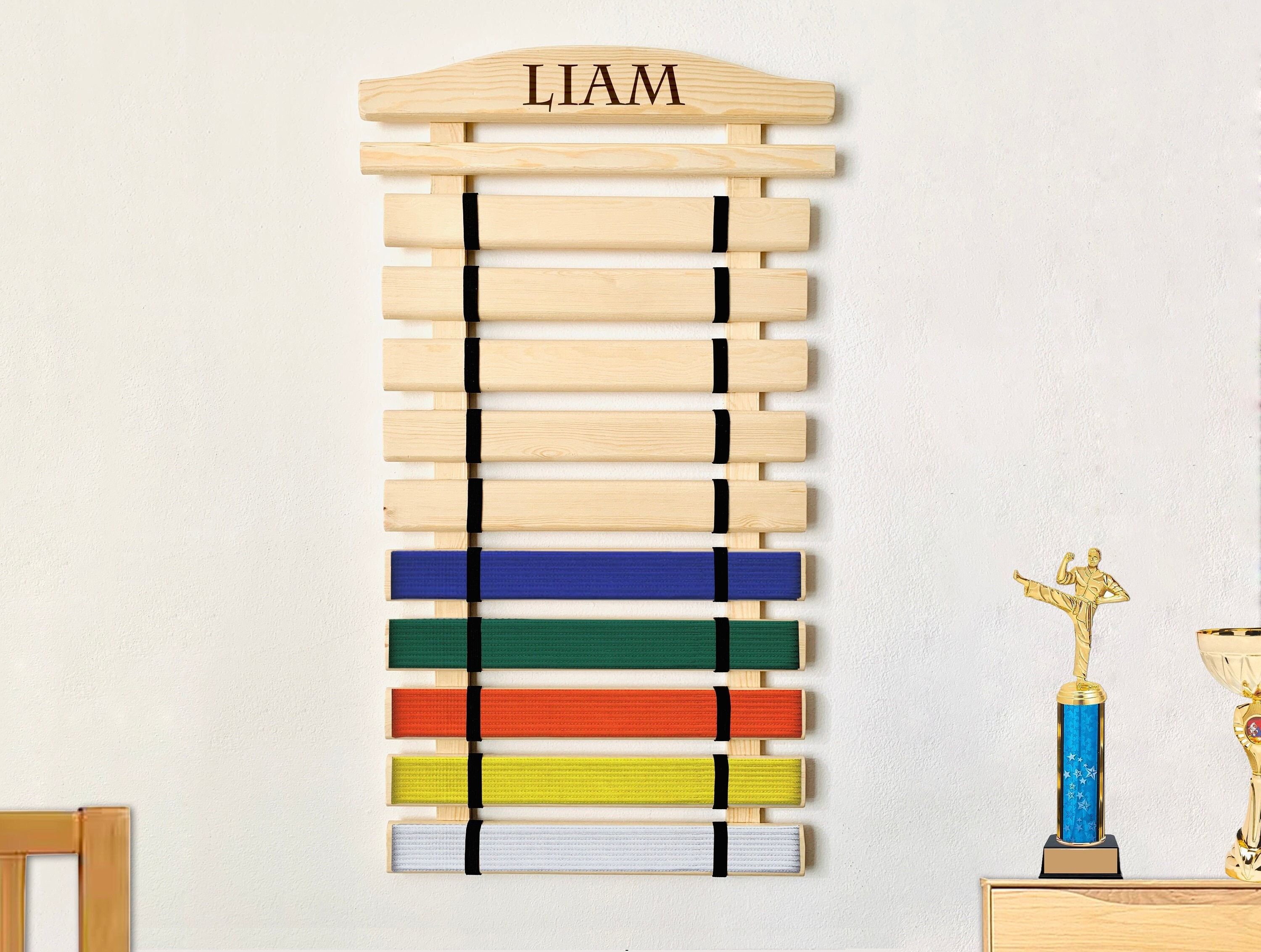 Espositore Per Cinture Da Karate In Legno - Pieghevole, Per Mostrare Cinture E Medaglie, Facile Installazione