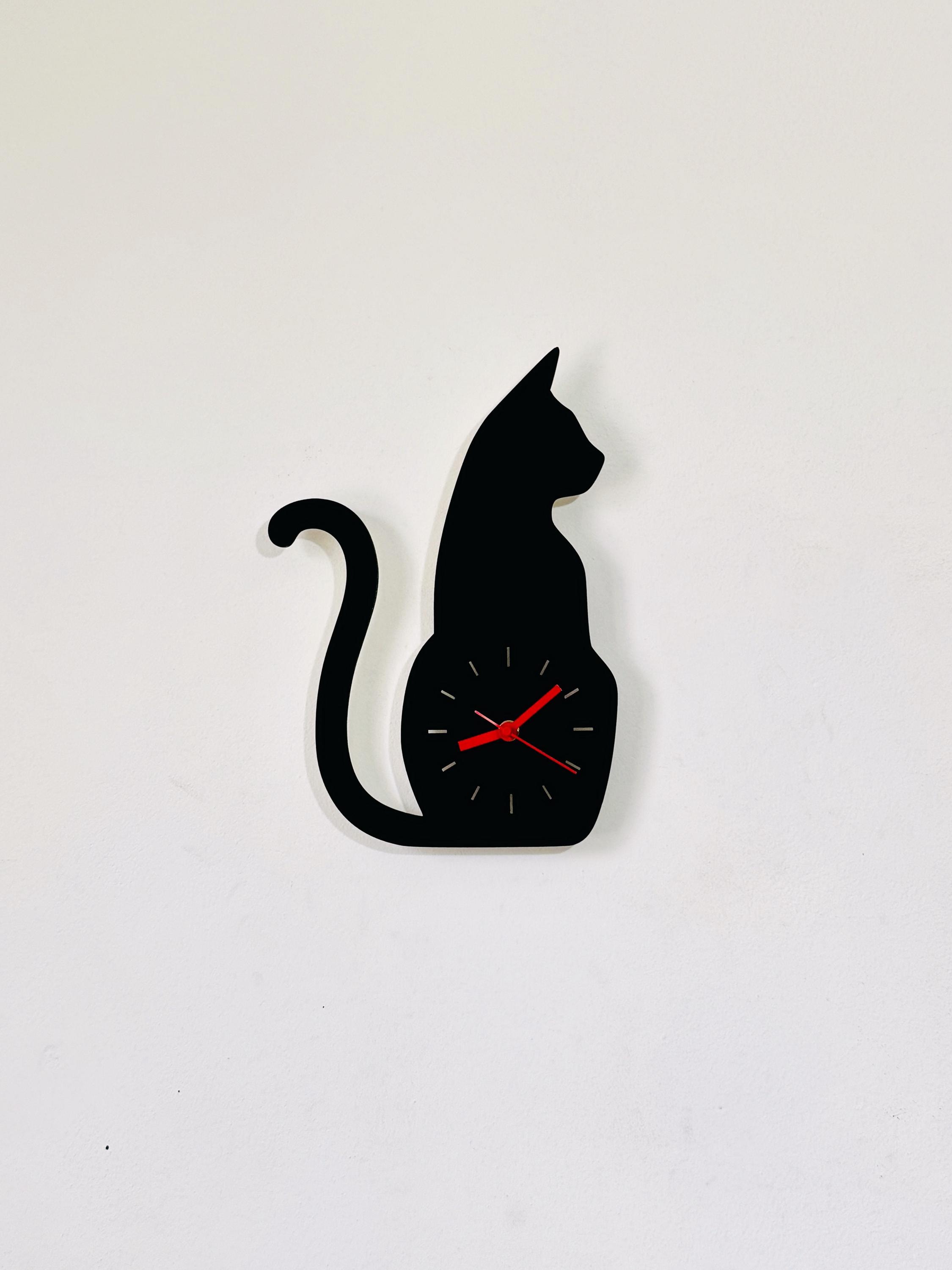 Lps Clock Black & Gold Cat Wall Clock: Elegant Wood Wall Hanging - Etsy