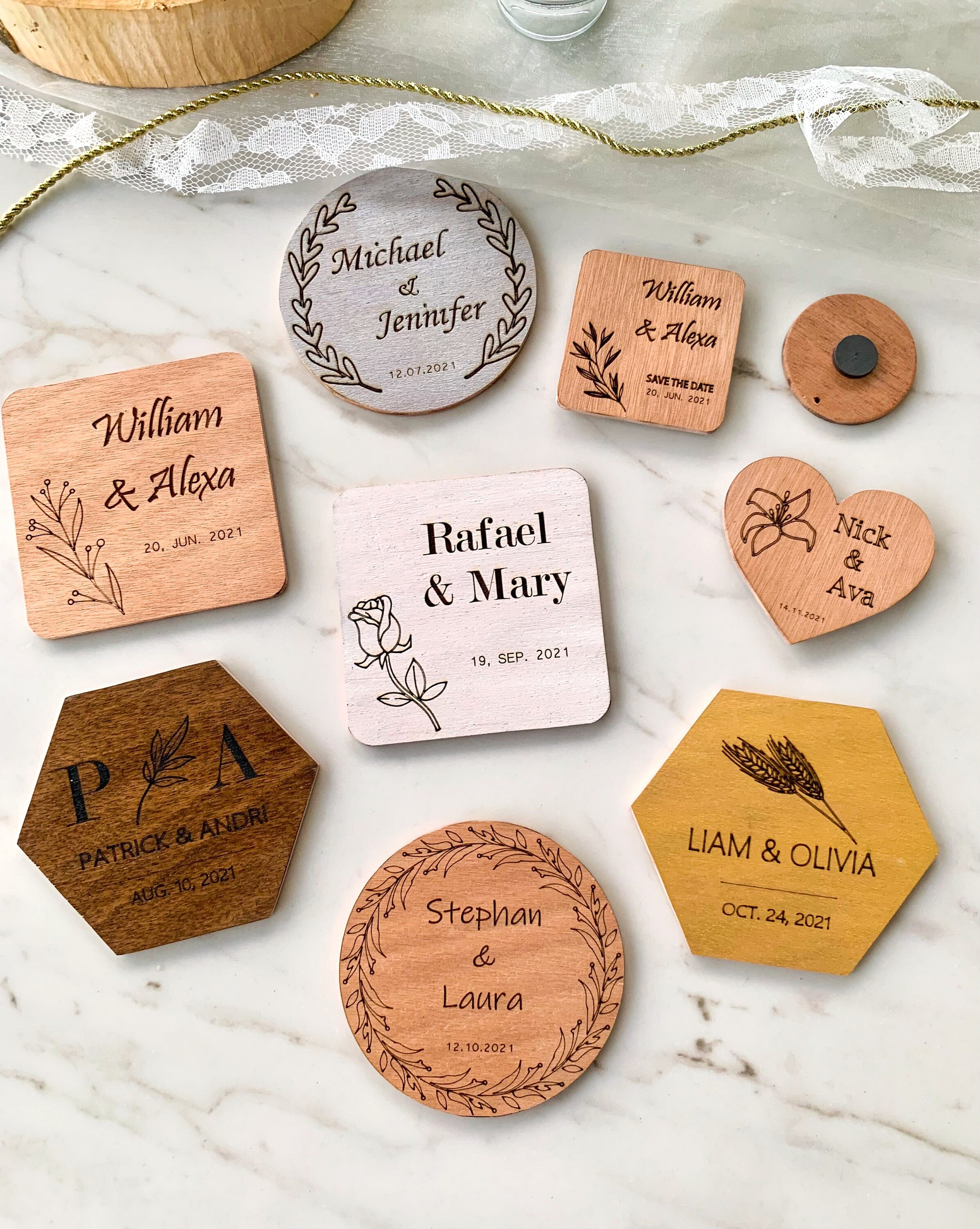 Wedding Coasters. Personalized Wooden Coasters in Bulk. Custom Etsy