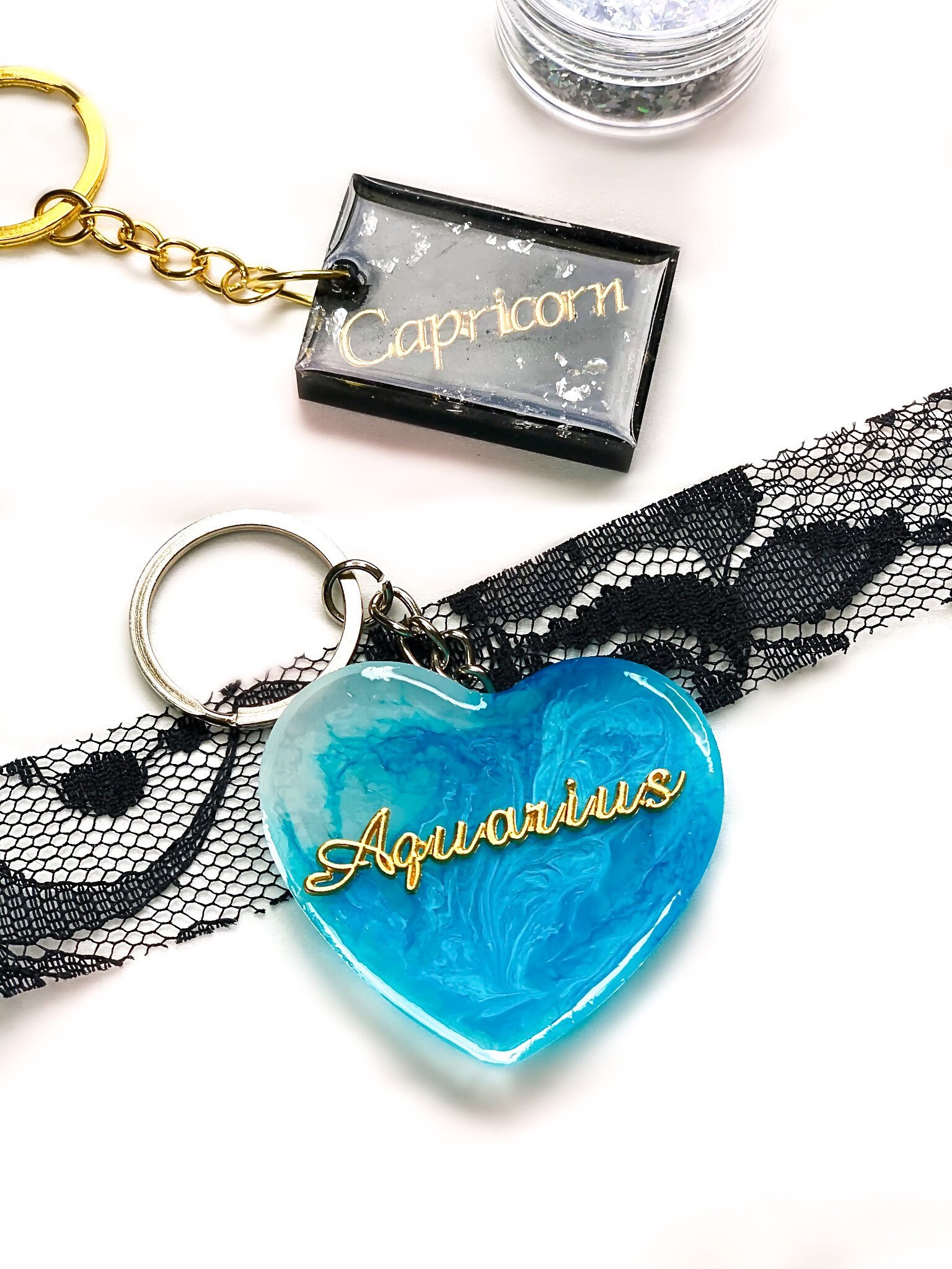 Handmade Personalized Resin Keychains with Initials Names and Etsy