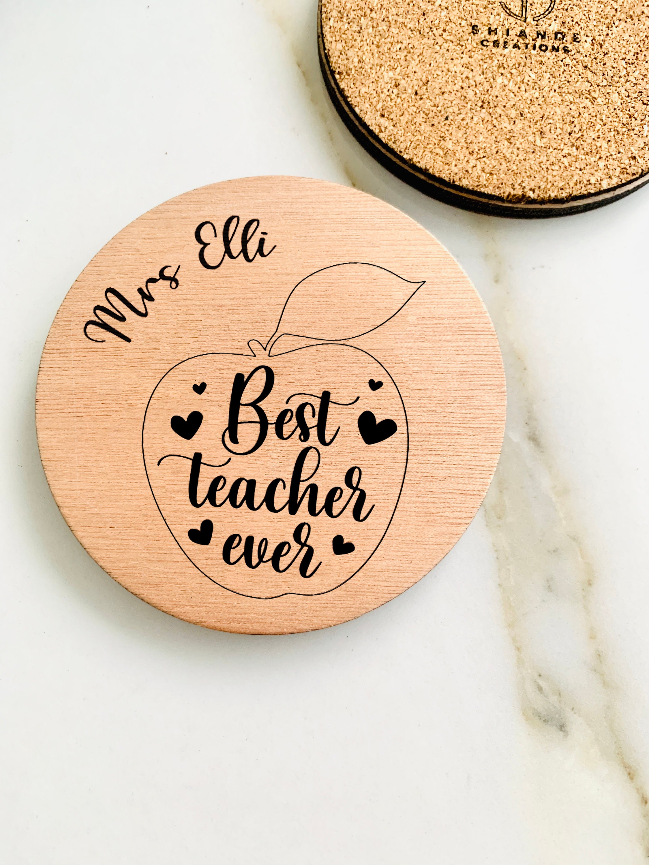 Best Teacher Wooden Coaster Gift Personalized Teacher - Etsy