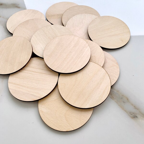 Wood Circle Disks, Large & Small, DIY Round Blank Coasters in Bulk, Round Unfinished Wood Cutouts For Crafting Unfinished Wood to decorate