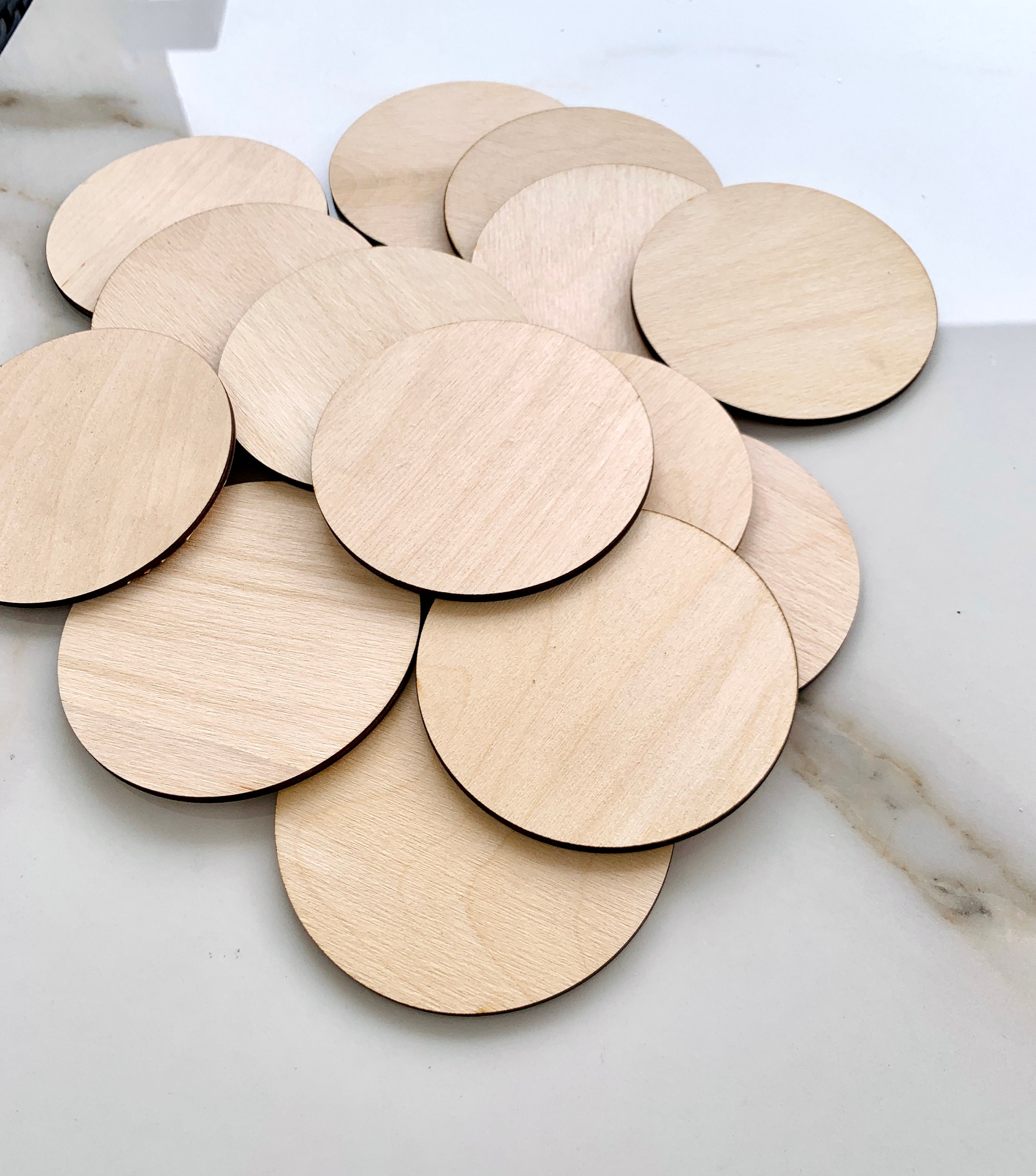 10Pcs Unfinished Wood Coasters, Blank Wooden Coasters with Non