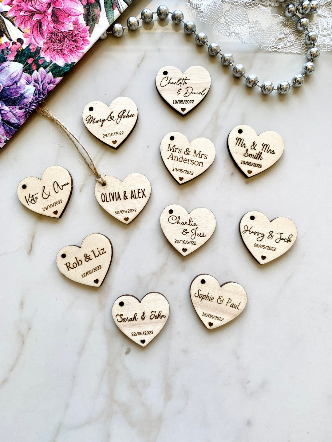 Wedding Favor Tags Wedding Hearts Tags Mr/mrs Wood Tags Etsy