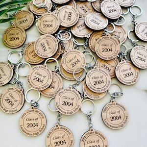 Custom Class Reunion Favors: Wood Sign Tags, Coasters, Keychains