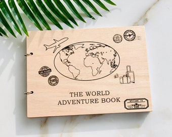 Our Adventure Book Photo Album Engraved Wood Cover, Photo Adventure Book, Polaroid Instax Memories Book, Couples Adventure Scrap Book