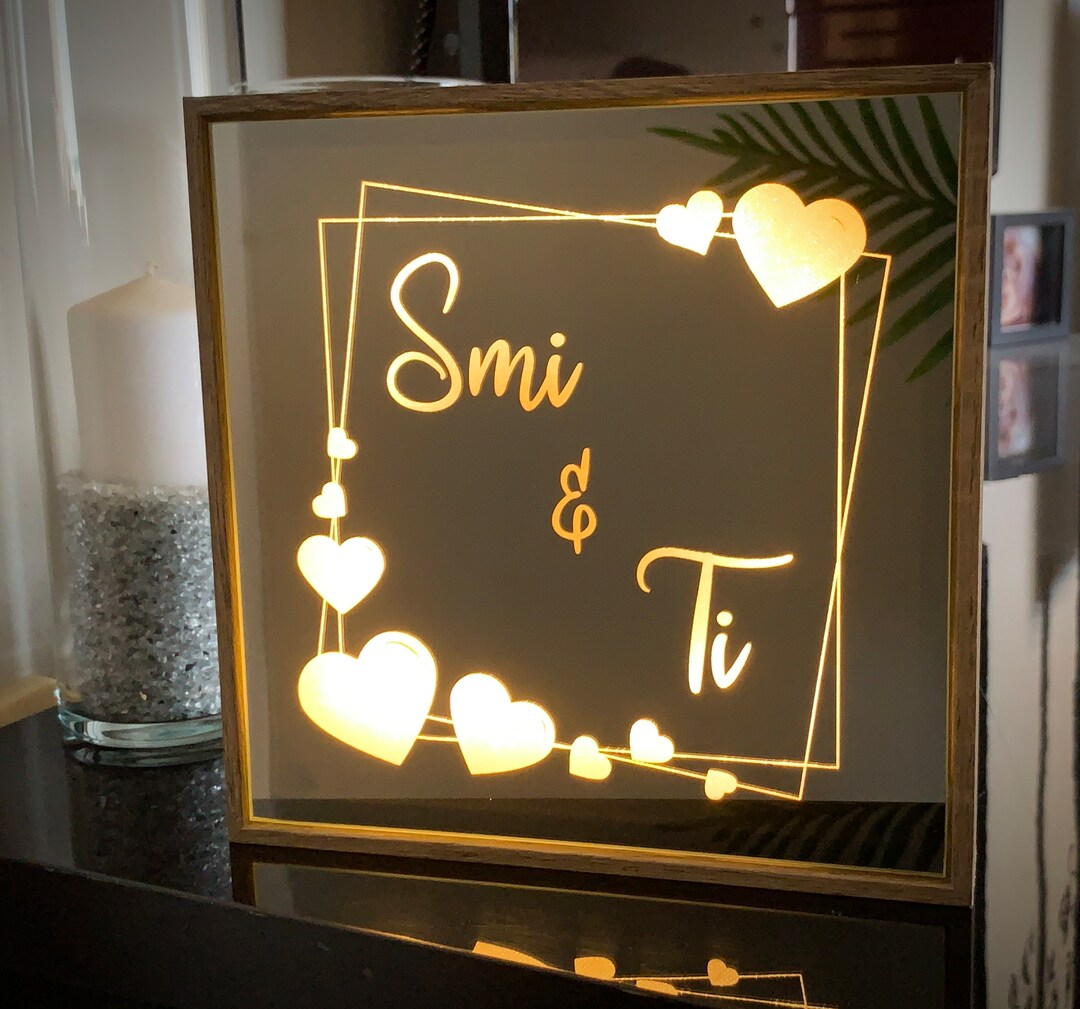 Sign Led Mirrow Personalized Wedding LED Mirror Sign: Etched Names, Monogram Decor - Etsy