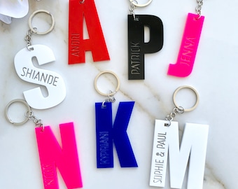 Personalized Initial Acrylic Keychain: Monogram Name Tag, Backpack