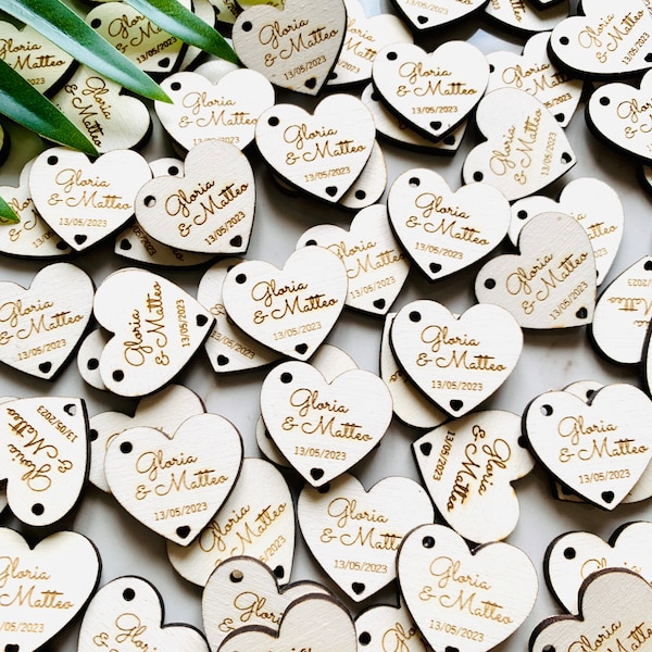 Wedding favor Tags, Wedding Hearts Tags, Mr/Mrs Wood Tags, Couples Names & Date Wood Tags, Rustic Wedding Décor, Wooden Hearts For Wedding