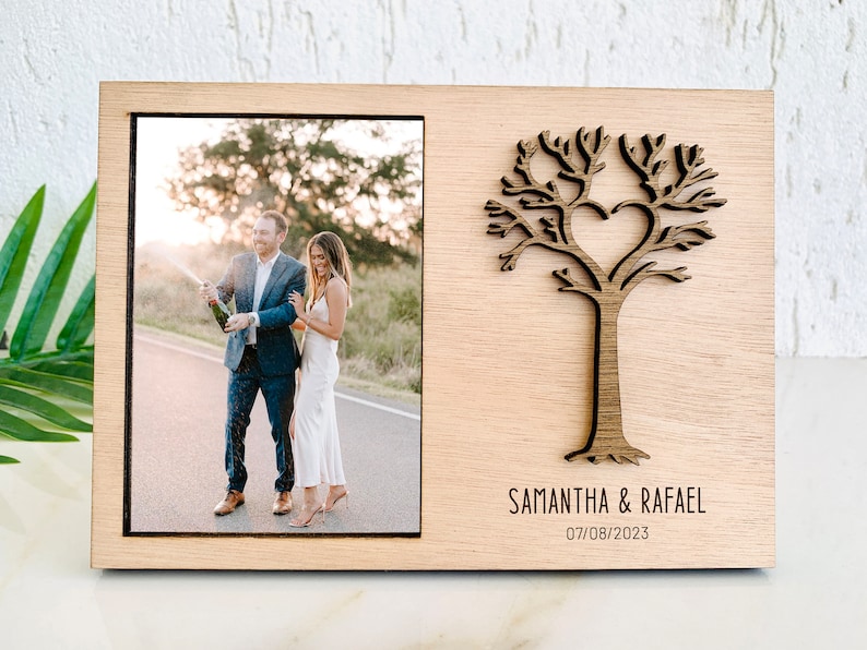 Personalized Wedding Photo Frame for Parents, 50th Anniversary Frame, Engagement Picture Frame, Wedding Shower Photo Frame for Dad, Engraved image 2
