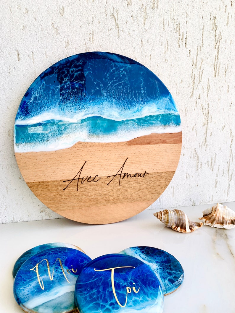 Personalized Resin Ocean Wall Art. Wood Chopping Board Etsy