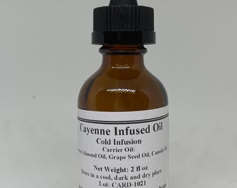 Cayenne Pepper Infused Oil, 130M HU Hotness, Hand-crafted Cold Infusion, 2 and 4 fl oz