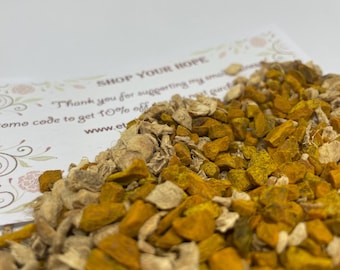 Raíces orgánicas de jengibre y cúrcuma, secas, cortadas y tamizadas, té de hierbas, infusión de hierbas