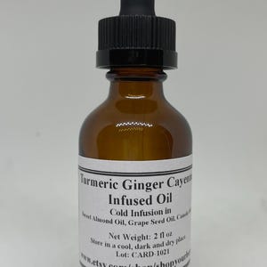 Ginger Cayenne Turmeric Oil, Infused Oil, Cold Pressed, Body Oil, Vegan, Kosher, Halal