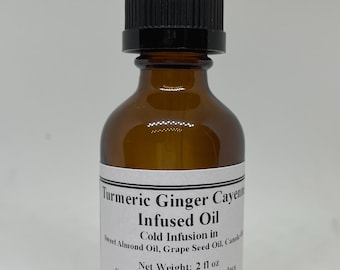 Ginger Cayenne Turmeric Oil, Infused Oil, Cold Pressed, Body Oil, Vegan, Kosher, Halal