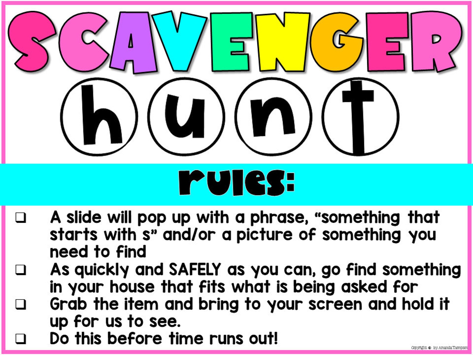 Virtual Scavenger Hunt Party Game Games for ZOOM Digital Games for Kids