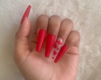 pix Valentines Day Nails Long Coffin valentines day nails etsy