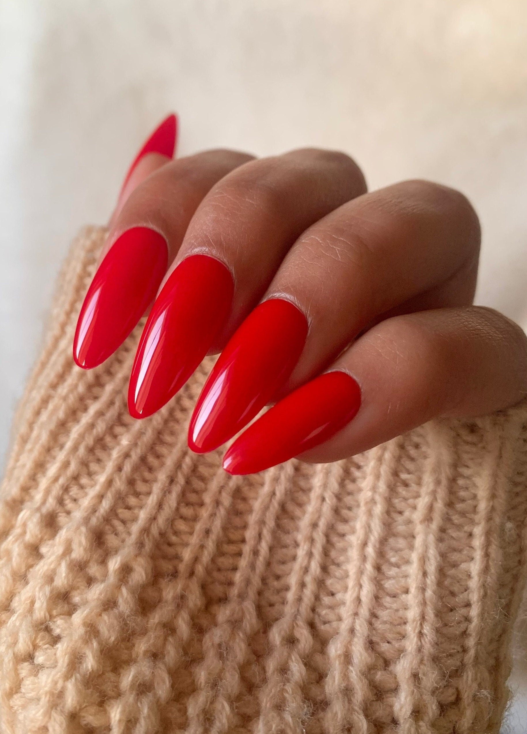 red chrome almond nails ❣️ | Red chrome nails, Red acrylic nails, Red and  gold nails