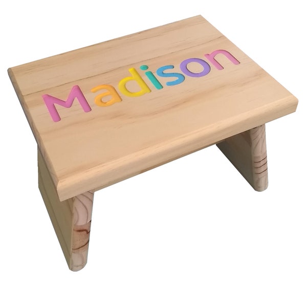 Personalized  Kids Step Stool Primary or Pastel Colors. Solid Colors available upon request.