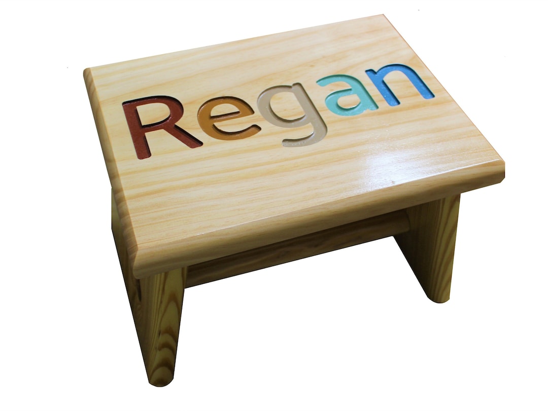 Personalized Kids Wooden Name Stool in Earth Tone Colors Etsy