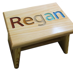 Personalized Kids Wooden Name Stool In Earth Tone Colors
