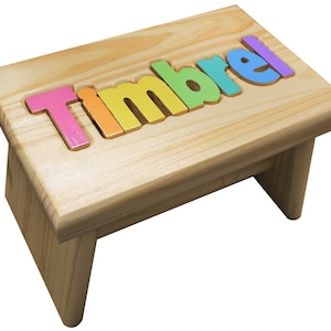 Puzzle Name Stool Personalized with Primary/Pastel Colors or Custom Colors