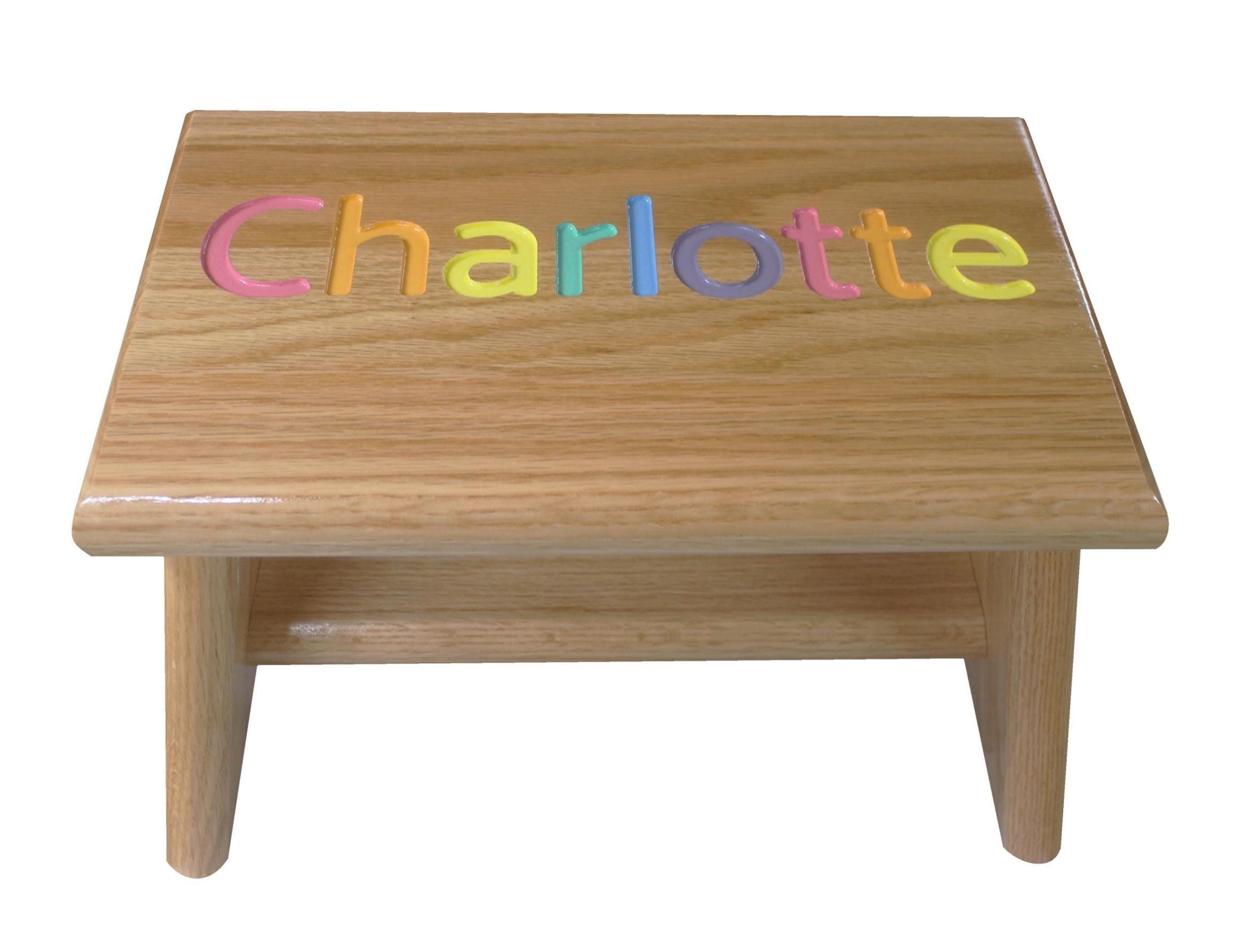 Engraved Oak Personalized Kids Step Stool Primary or Pastel Colors. - Etsy