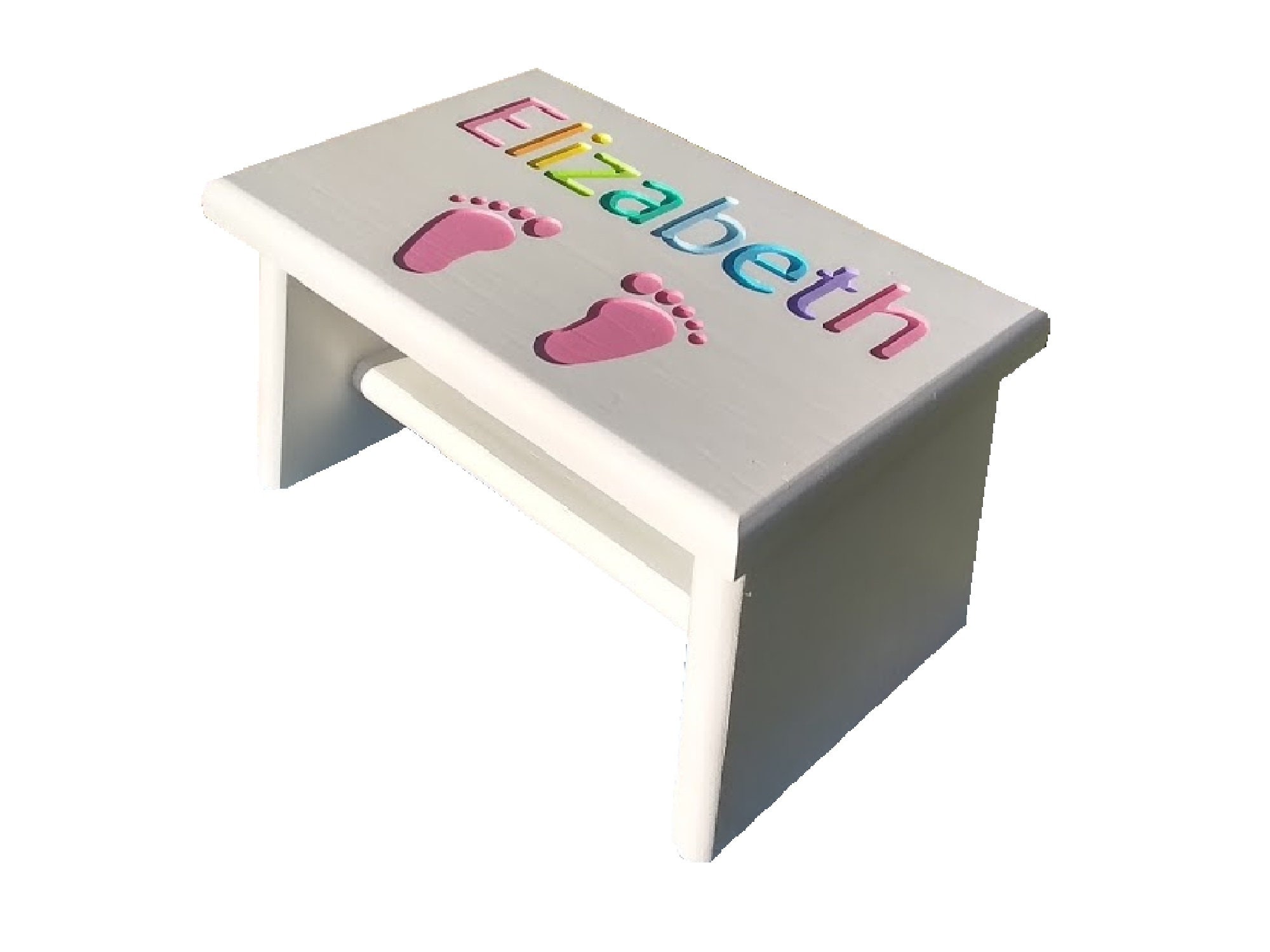 Personalized Kids Step Stool Large White Primary Colors or Etsy
