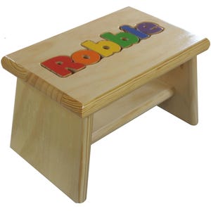 Puzzle Name Stool Personalized with Primary/Pastel Colors or Custom Colors