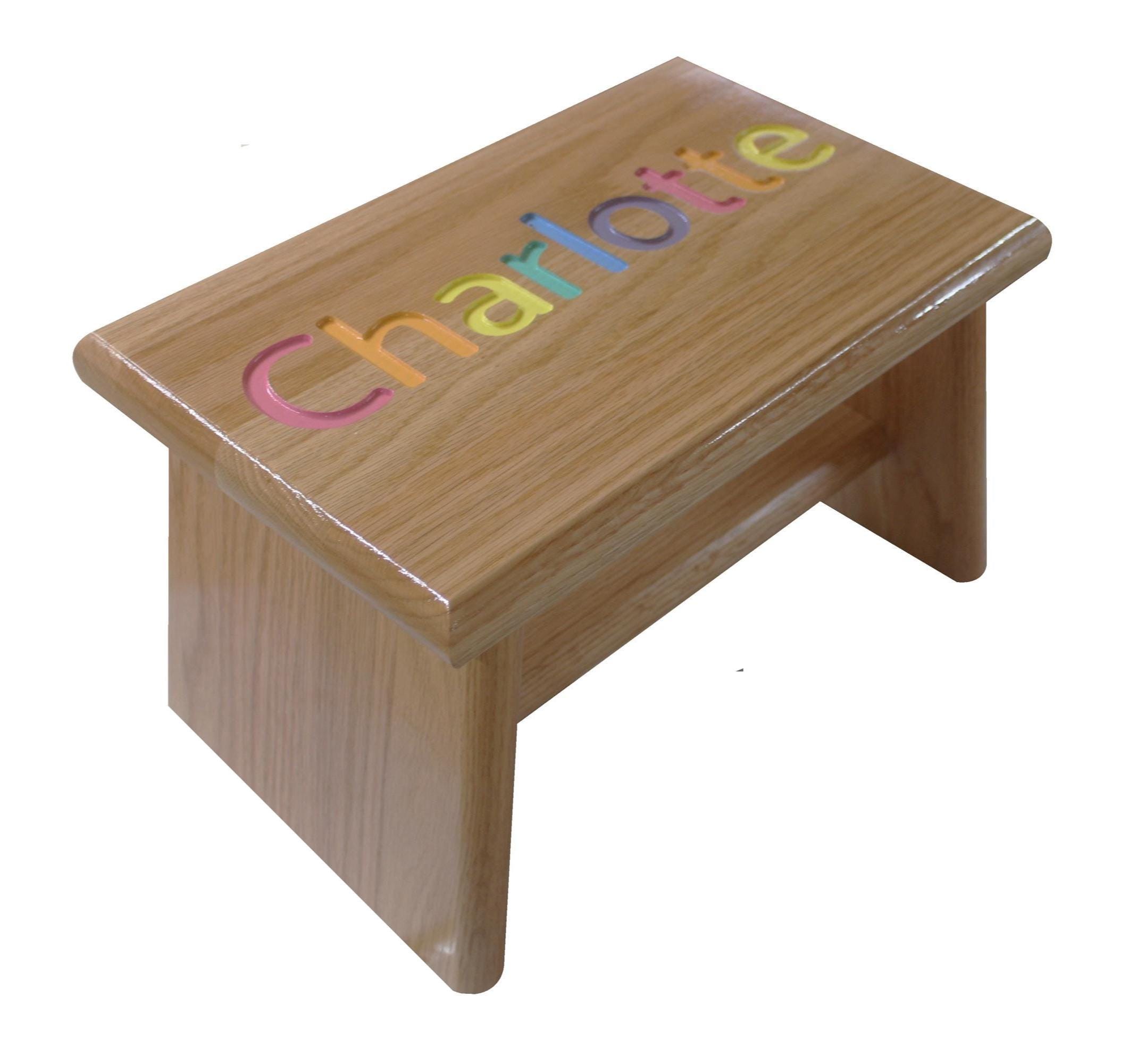 Engraved Oak Personalized Kids Step Stool Primary or Pastel Colors. - Etsy