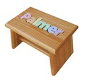 Puzzle Name Oak Stool Personalized with Primary/Pastel Colors or Custom Colors