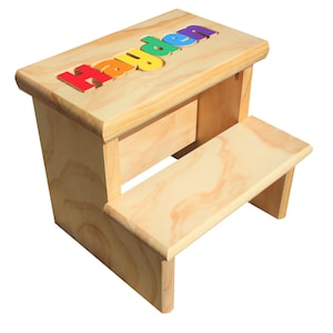 2 Step Personalized Puzzle Name Stool Primary or Pastel Colors  **NEW**