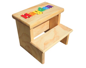 2 Step Personalized Puzzle Name Stool Primary or Pastel Colors  **NEW**