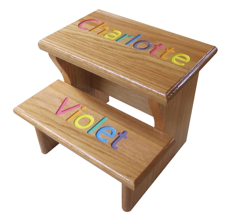 Personalized Oak Wood Step Stool, Custom Name Puzzle, Toddler Gift - Etsy
