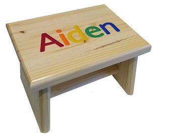 Personalized Kids Step Stool Primary or Pastel Colors. Solid Colors available upon request.