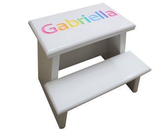 2 Step Name Stool White Primary or Pastel Letter Colors