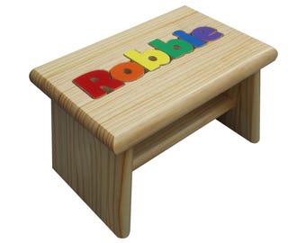 Puzzle Name Stool Personalized with Custom Colors