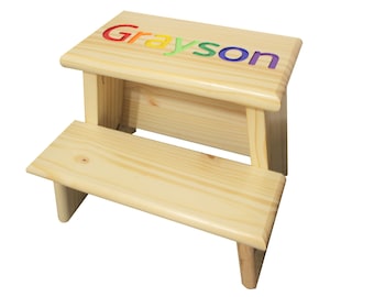 2 Step Personalized Name Stool Primary or Pastel Colors