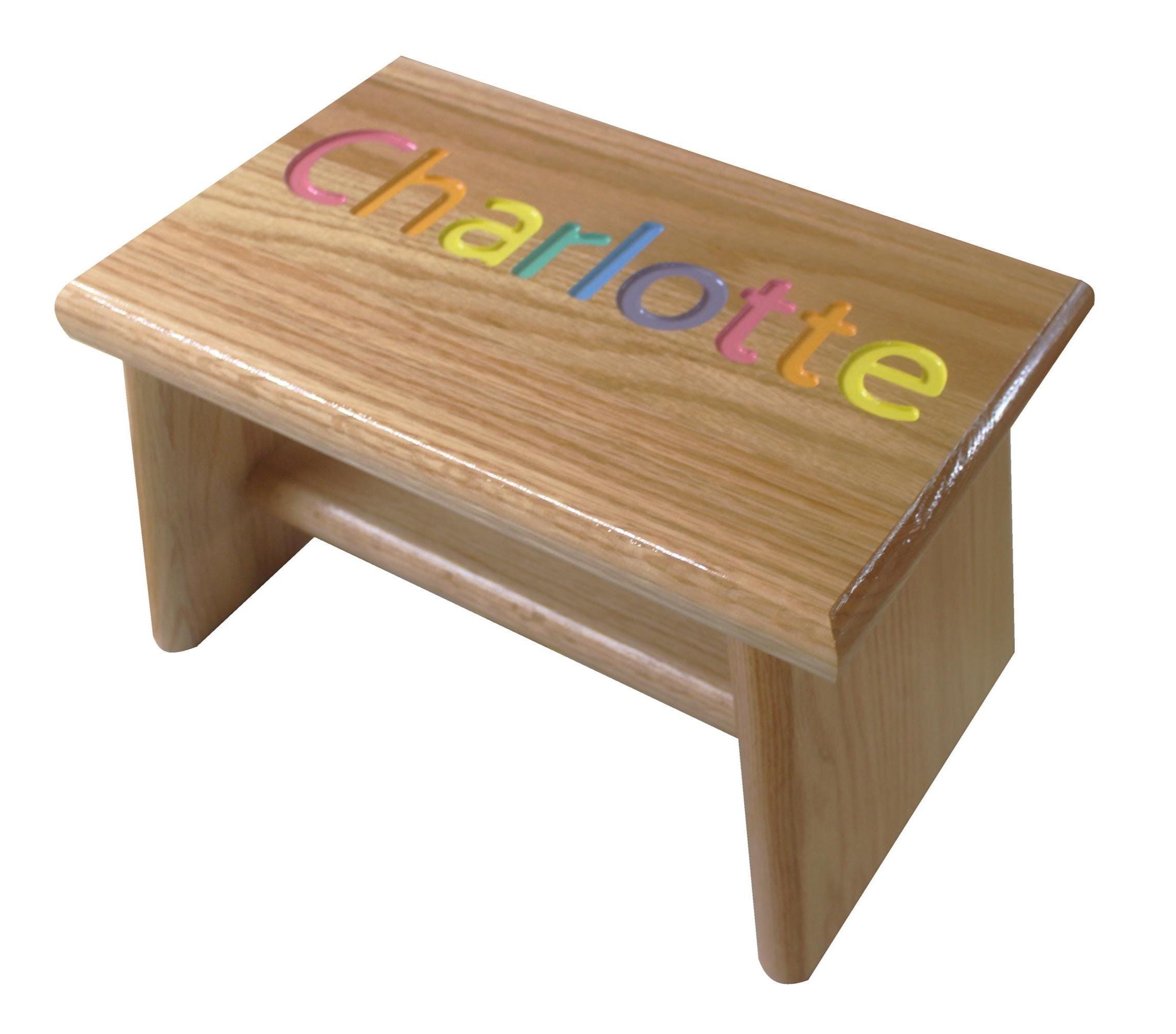 Engraved Oak Personalized Kids Step Stool Primary or Pastel Colors. - Etsy