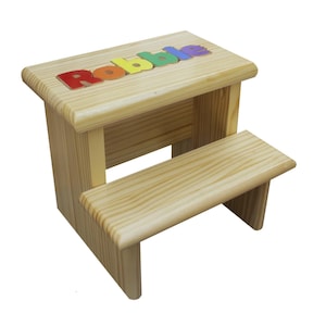 2 Step Personalized Puzzle Name Stool Custom Colors