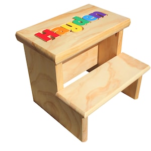 2 Step Personalized Puzzle Name Stool Primary or Pastel Colors  **NEW**