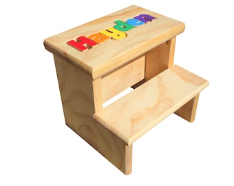 2 Step Personalized Puzzle Name Stool Primary or Pastel Colors  **NEW**