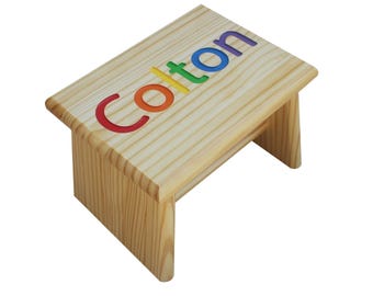 Personalized Kids Name Stool, Engraved, Custom Colors