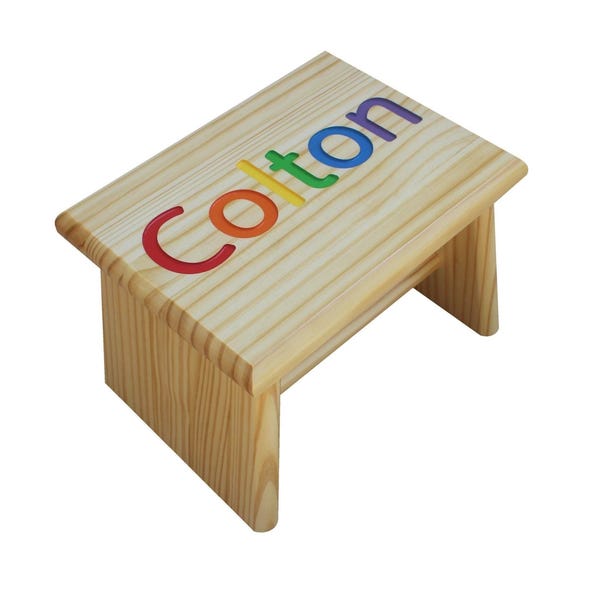 Personalized Kids Name Stool, Engraved, Custom Colors