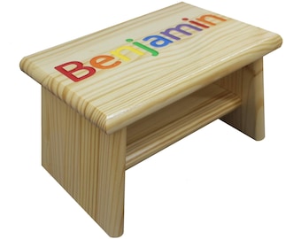 Large Personalized Kids Name Step Stool, Engraved, Custom Colors