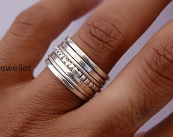 THREE STERLING SILVER 925 MIXED SET OF STACKING RINGS ~ CHOOSE SIZE THREE STERLING SILVER 925 MIXED SET OF STACKING RINGS ~ CHOOSE SIZE