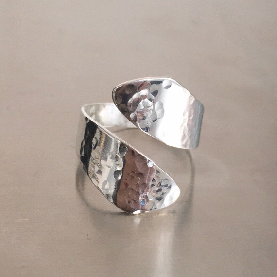 Hammered Thumb Ring Wraparound Ring Adjustable Ring Silver - Etsy