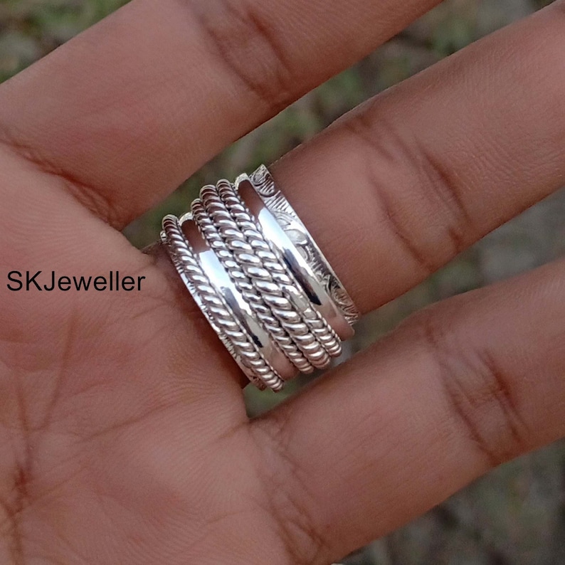 Sterling Silver Spinner Ring,Spinner Meditation Ring,Handmade Ring,925 Sterling Silver,Silver Spinner Ring,Spinning Ring,Valentine Gift S72